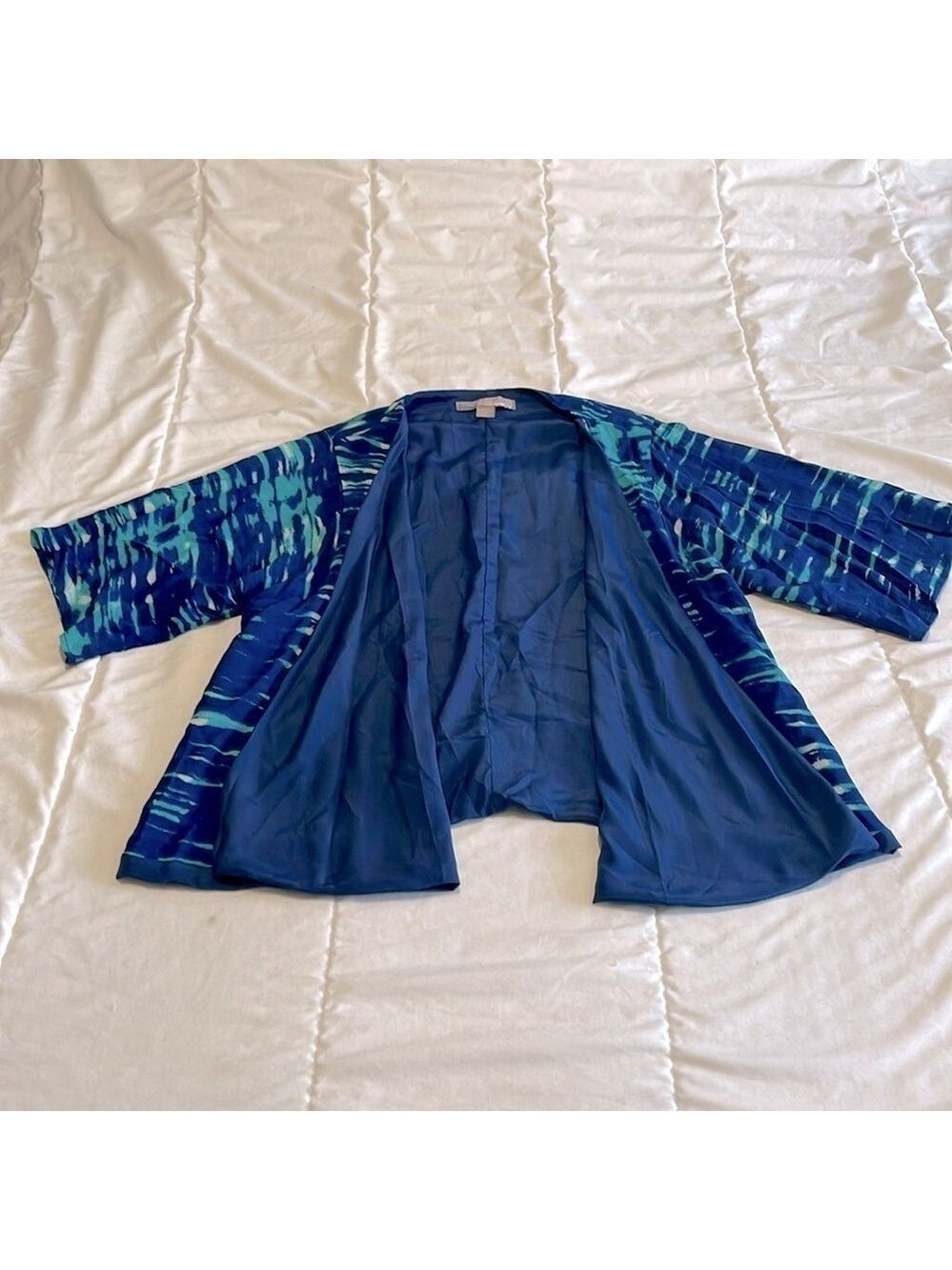 Forever 21 Blue Aqua Tie Dye Kimono Cardigan Small